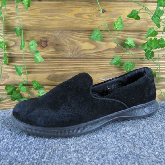 SKECHERS‎ Women's Goga Max Slip-On Black Leather Sz 9.5 Wide Gently Used 2025 - Picture 1 of 7